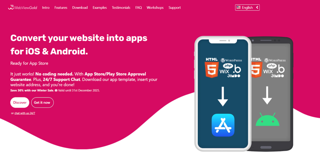 WebViewGold - WordPress app converter plugin.